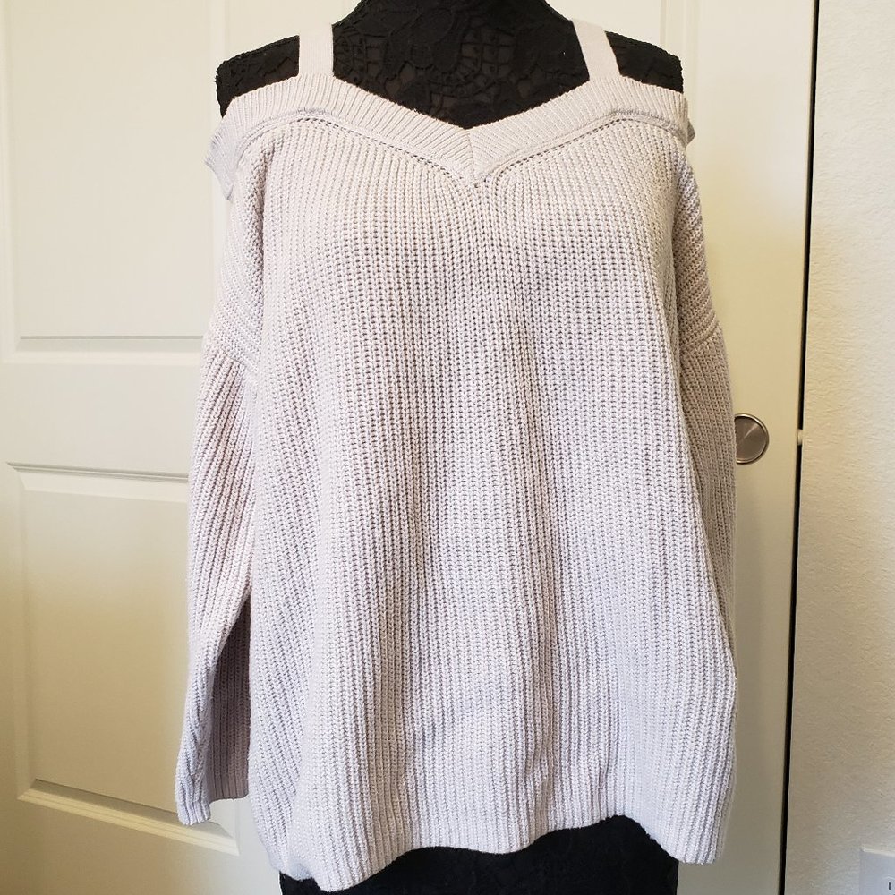 Torrid Cream Cold Shoulder Pullover Knit Sweater
